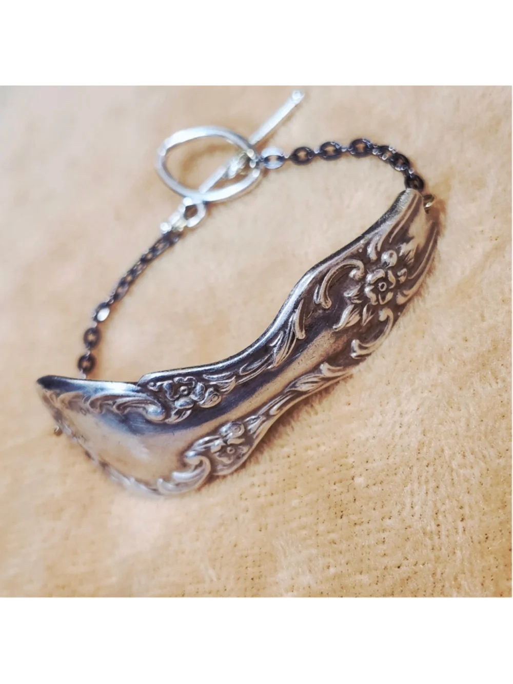 Big bold floral Handmade silver Plated silverware Bracelet